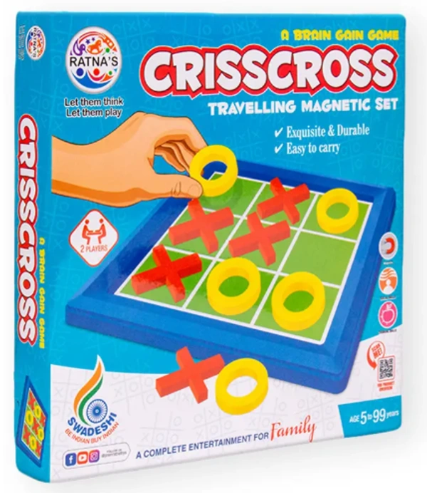 RATNA'S Crisscross Travelling Magnetic Set Party & Fun Games Board Game Party - 30 x 20 x 4 cm, Multi-color