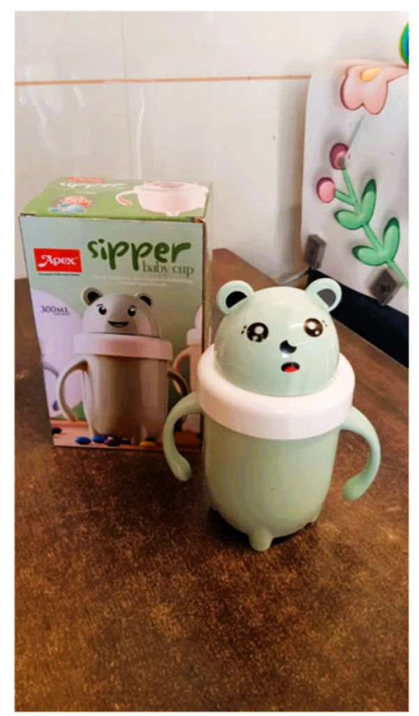 Apex Sipper Baby Cup Training Cup with Handles – Spill Proof & Leak Proof (300 ML Approx) - 300 ML, Multi-color