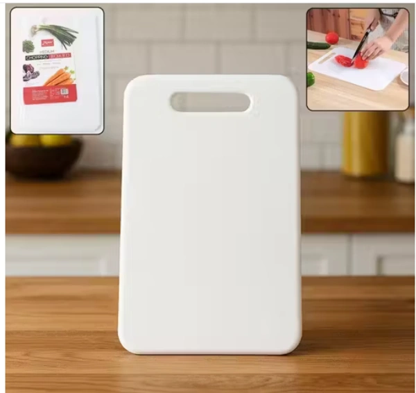 Apex Chopping Board 420×290 mm – Plastic Thick Non-Slip Cutting Board With Handle For Kitchen – & Antibacterial Surface For Fruits, Vegetables, Cheese And More. - 420*290 mm, White