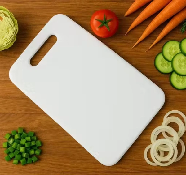 Apex Chopping Board 420×290 mm – Plastic Thick Non-Slip Cutting Board With Handle For Kitchen – & Antibacterial Surface For Fruits, Vegetables, Cheese And More. - 420*290 mm, White