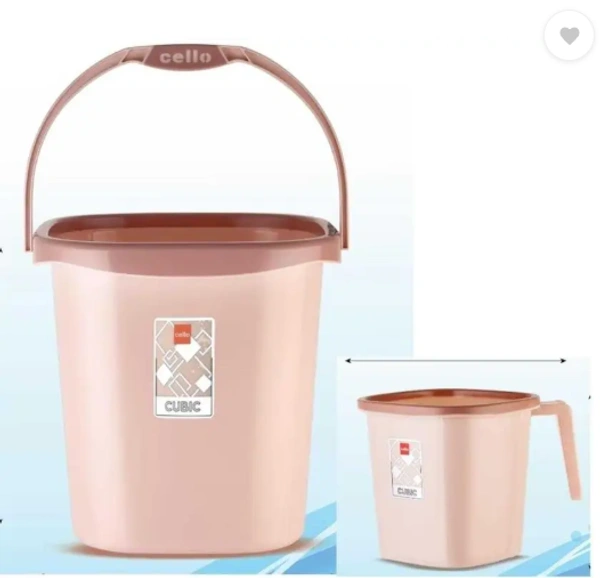 Cello Cubic Bathroom Set | Sturdy and Durable | Cubic Set | Lightweight and Rigid | Easy to Clean and Attractive Design - 25 LTR, Multi-color