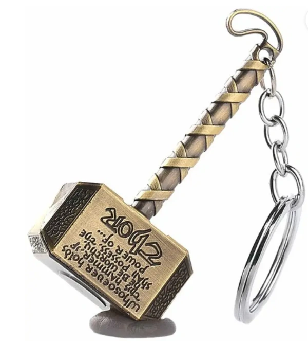 Marvel Thor Hammer - Marvel Avengers Superhero Metal Keychain & Keyring for Bikes, Cars, Bags, Home, Cycle, Men, Women, - Metalic