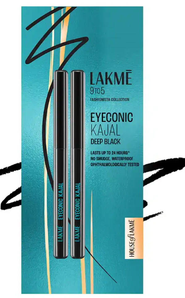 Lakme Eyeconic Black Kajal, Twist Up Pencil - Waterproof, Smudge Proof & Long Lasting - 0.7, Black