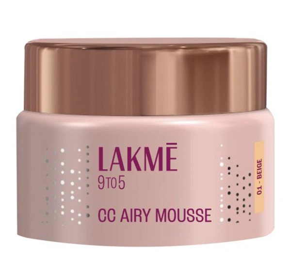 LAKMÉ 9To5 CC Light Mousse Foundation | Matte Finish, Non-Comedogenic, Lightweight Mousse Foundation - 25 g, Beige