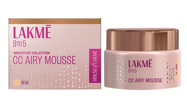 LAKMÉ 9To5 CC Light Mousse Foundation | Matte Finish, Non-Comedogenic, Lightweight Mousse Foundation - 25 g, Beige