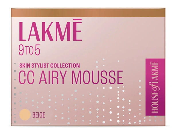 LAKMÉ 9To5 CC Light Mousse Foundation | Matte Finish, Non-Comedogenic, Lightweight Mousse Foundation - 25 g, Beige