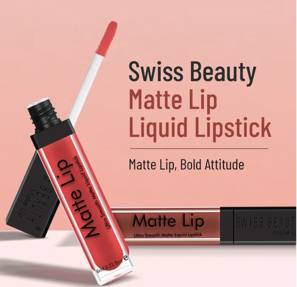 Swiss Beauty Matte Lip Ultra Smooth Matte Liquid Lipstick - 34 Heart Breaker - 6ML, Heart Breaker