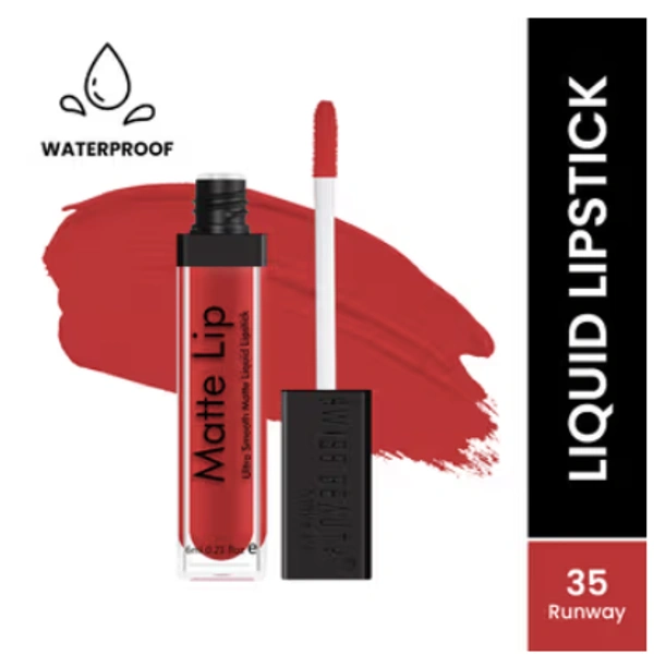 Swiss Beauty Matte Lip Ultra Smooth Matte Liquid Lipstick  - 6 ML, Runway