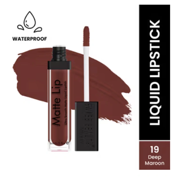 Swiss Beauty Matte Lip Ultra Smooth Matte Liquid Lipstick  - 6 ML, Deep Maroon