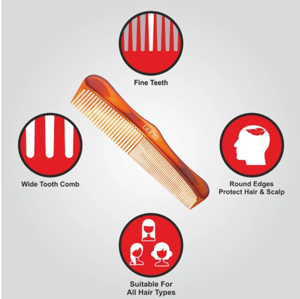 GUBB Grooming | Dressing Comb Shell with Round Teeth - Brown