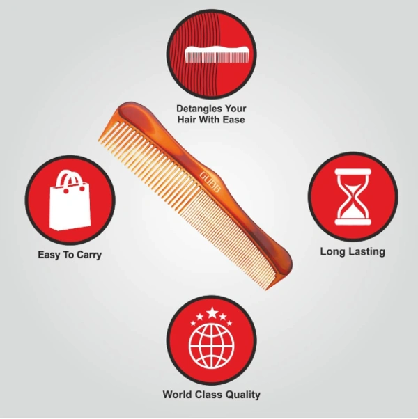 GUBB Grooming | Dressing Comb Shell with Round Teeth - Brown
