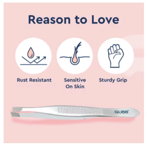 GUBB Flat Tip Tweezer for Women Eyebrows and Upper Lips  (Flat Tip) - SS