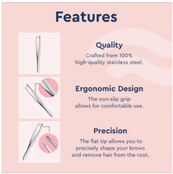 GUBB Flat Tip Tweezer for Women Eyebrows and Upper Lips  (Flat Tip) - SS