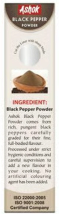 Ashok Black Pepper Powder | Kali Mirch Powder With No Added Preservative For Healthy and Delicious Cooking- 100 Gram - 100g
