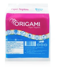 Origami Paper Napkins | Extra Soft Napkin | Paper Wipes | Single Packet 80 Sheets - 27 * 29 cm, White