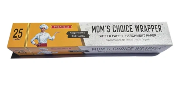 Mom's Choice Wrapper | Butter Paper | Parchment Paper | Wrapping Rolls | 25 Meter - 290 mm, Silver