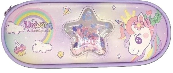 Unicorn Pouche Pencil Case for Girls Student for Store Pen Pencil Eraser Storage Bag for Make up and Stationery Space Pencil Cases Pouch Stationery Pouch - Purple