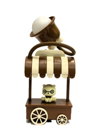 Cute Teddy Bear Cart Light Lamp Decorative LED Table Lamp for Kids and Home Decor. - 15*18 cm, Brown and Cream