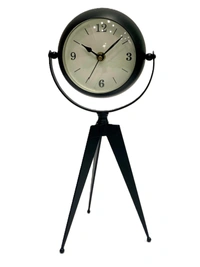 2 in 1 Clock & Mirror Silent Table Clock,Retro Classic Clock, Non-Ticking, Battery Operated, for Indoor/Living Room/Kitchen/Bedroom (Black) - 8W x 32H Centimeters, Black