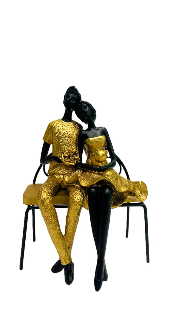 Couple Sculpture Handmade Resin Parents Birthday Gift Craft Home Decoration Wedding Anniversary - Gold Statue