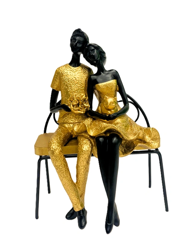 Couple Sculpture Handmade Resin Parents Birthday Gift Craft Home Decoration Wedding Anniversary - Gold Statue