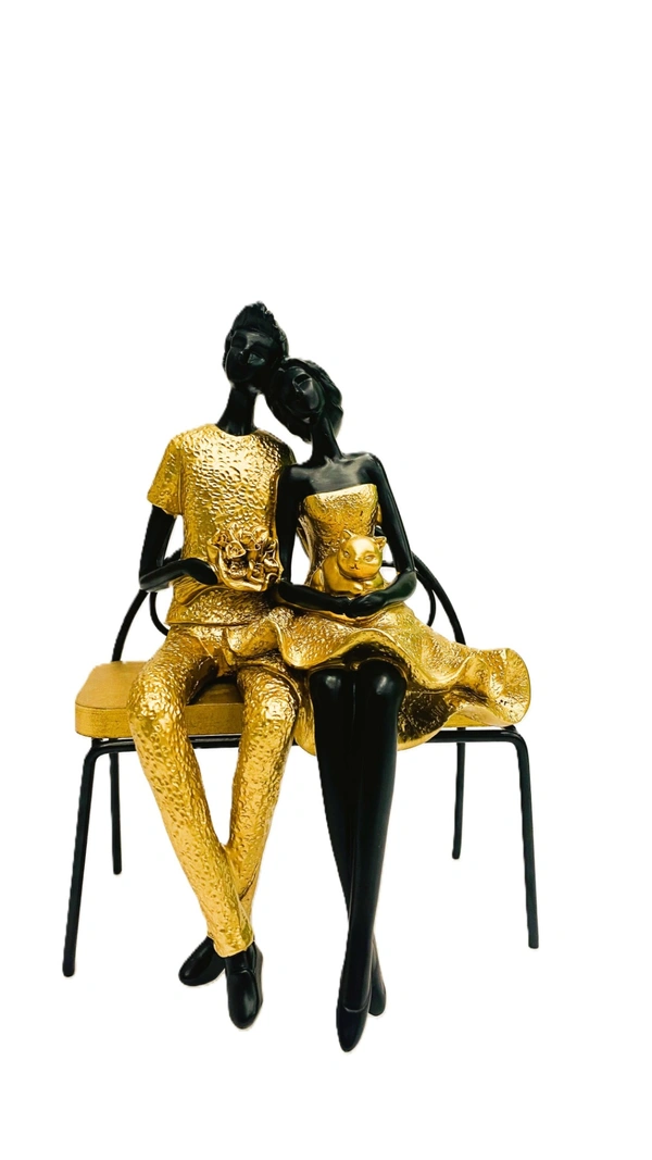 Couple Sculpture Handmade Resin Parents Birthday Gift Craft Home Decoration Wedding Anniversary - Gold Statue