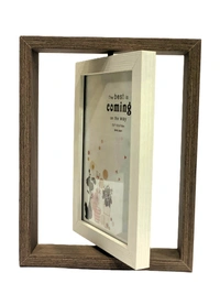 Sapowerntus Picture Frames 4x6 Rotating Family Photo Frame with Bud Vase, Office Desk Decor Mother Wedding Valentine's Day Gift, Floating Double-Sided Glass Tabletop Standing Vertical Plant Display - 23.8 x 23 x 2.5 Centimeters, ‎Deep Brown