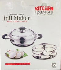Kitchen Essentials Stainless Steel Idli Maker (1 SS kadai, 1 SS Lid, 3 Idli Plate) - 2 L, SS