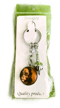 Quality Product | Hanuman Photo & Gada | KeyChain | KeyRing - Orange