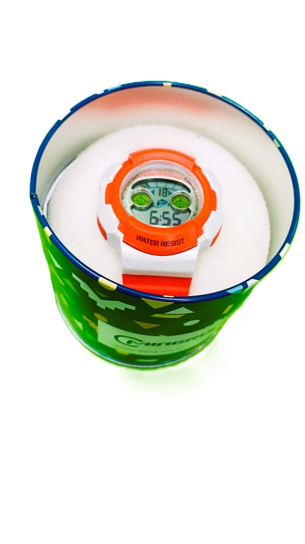 MINGRUI- 7 Light MR-8540061 Digital Orange Dial Children Watch - Orange