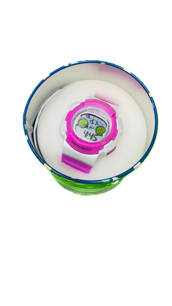MINGRUI- 7 Light MR-8540061 Digital Pink Dial Children Watch - Pink