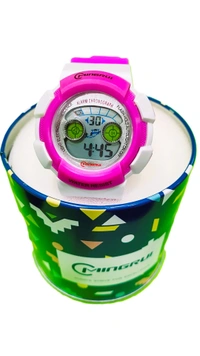 MINGRUI- 7 Light MR-8540061 Digital Pink Dial Children Watch - Pink