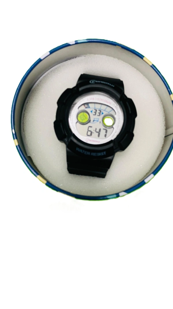 MINGRUI- 7 Light MR-8540061 Digital Black Dial Children Watch - Black