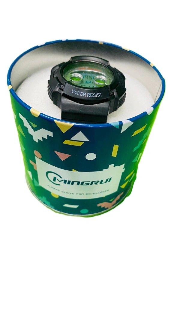 MINGRUI- 7 Light MR-8540061 Digital Black Dial Children Watch - Black