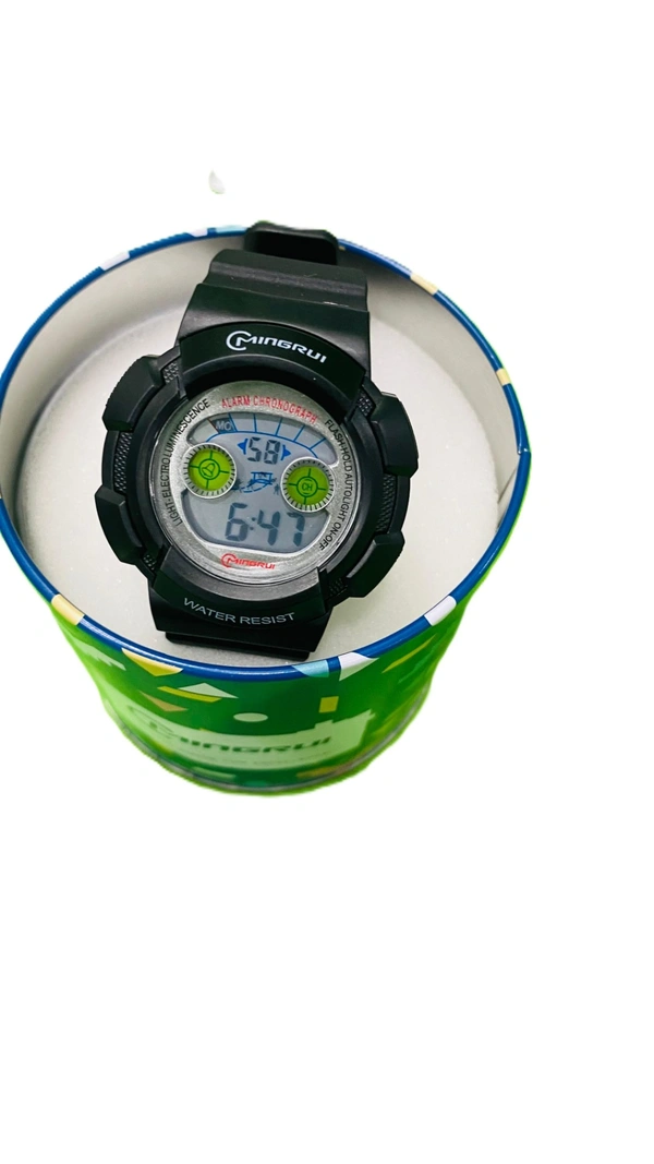 MINGRUI- 7 Light MR-8540061 Digital Black Dial Children Watch - Black