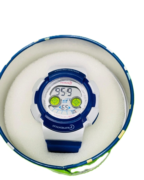 MINGRUI- 7 Light MR-8540061 Digital Blue Dial Children Watch - Blue