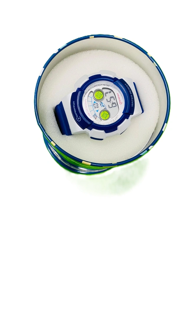 MINGRUI- 7 Light MR-8540061 Digital Blue Dial Children Watch - Blue