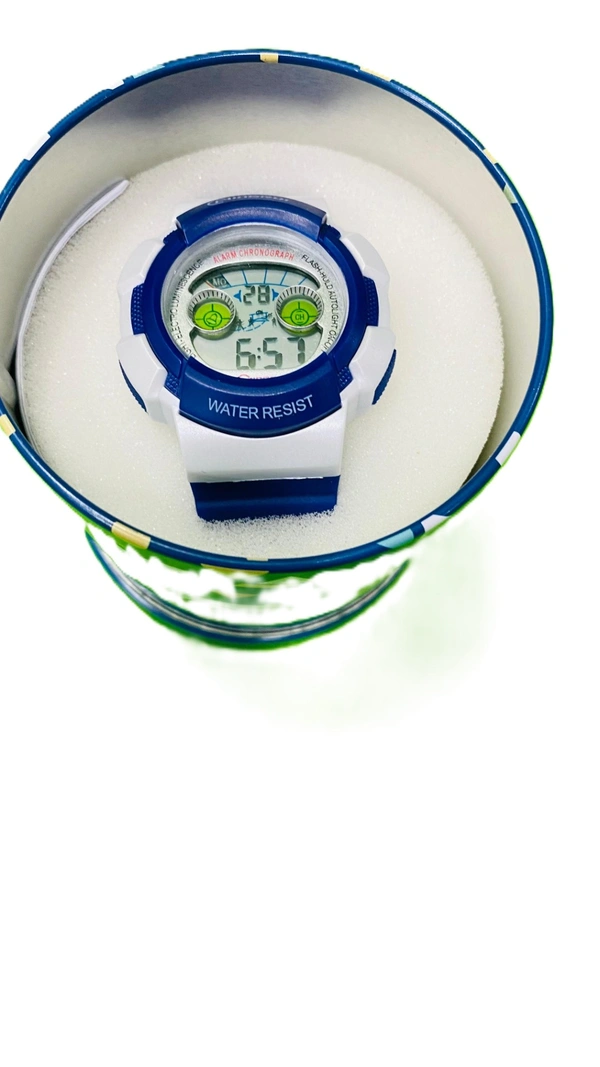 MINGRUI- 7 Light MR-8540061 Digital Blue Dial Children Watch - Blue