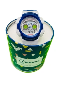 MINGRUI- 7 Light MR-8540061 Digital Blue Dial Children Watch - Blue