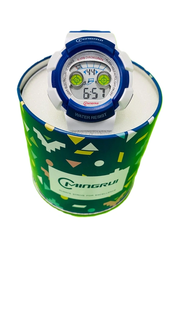 MINGRUI- 7 Light MR-8540061 Digital Blue Dial Children Watch - Blue