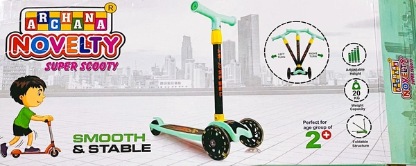 Archana Novelty Heavy Duty Skate Cum Scooter for Kids Learning & Play time|| with 3 Wheels & Upto 20kg Weight Capacity | - Adjustable, Yellow