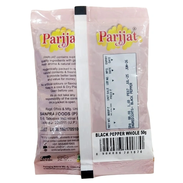 Parijat BLACK PEPPER WHOLE/ Kali Mirch sabut (50 g) 