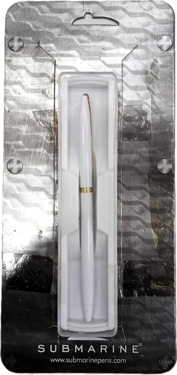 Submarine Point Pen BallpenWhite Brass Body 