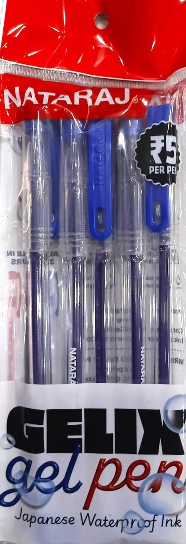 Nataraj Gelix Gel Pens – ( Pack of 5 ) - Blue