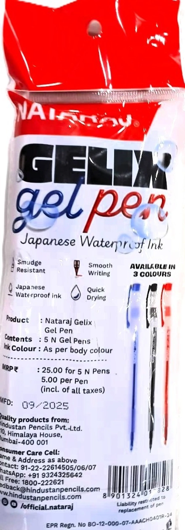 Nataraj Gelix Gel Pens – ( Pack of 5 ) - Blue