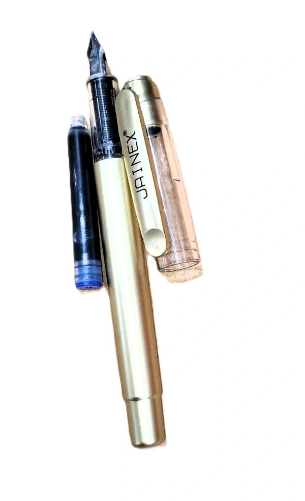 Blue Plastic Jainex Metalic Fountain Pen 1 pcs - Luxor Gold