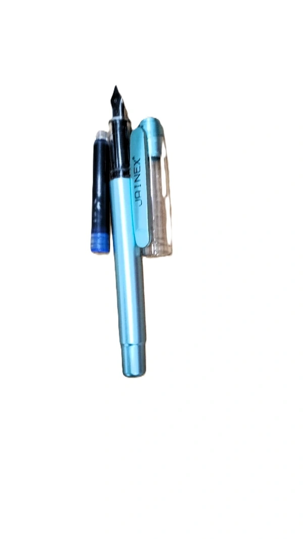 Blue Plastic Jainex Metalic Fountain Pen 1 pcs - Cyan Aqua