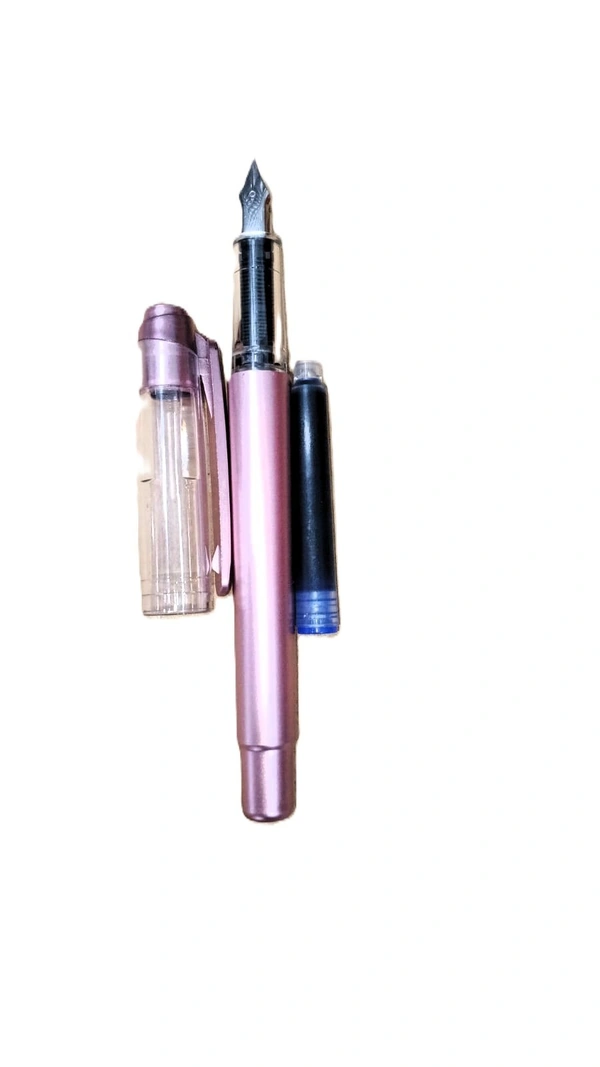 Blue Plastic Jainex Metalic Fountain Pen 1 pcs - Pink