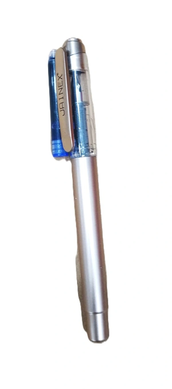 Blue Plastic Jainex Metalic Fountain Pen 1 pcs