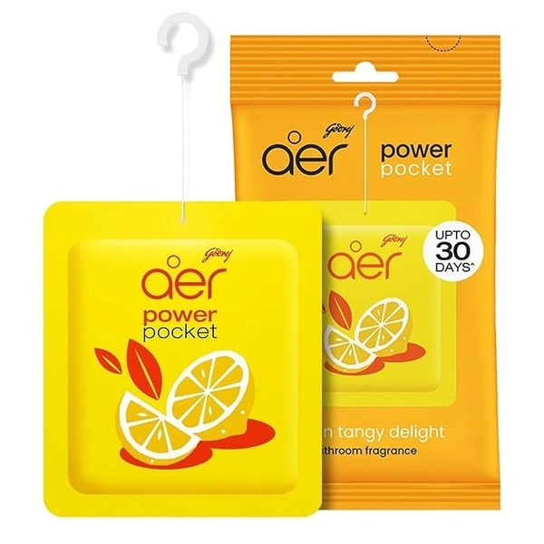 Godrej aer Power Pocket Tangy Delight (10G) | Air Freshener - Bathroom And Toilet | Lasts 30 Days - Tangy Delight